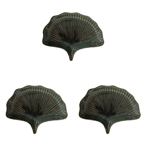 3x Urban Lyra 23cm Ceramic Ginko Plate Home Decor Display - Jungle