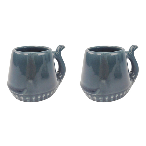 2x Urban Whale Mini 9cm Ceramic Planter Plant Home/Garden Pot - Navy