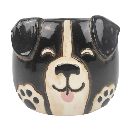 Urban 13cm Dog Head Ceramic Planter Small - Black/White