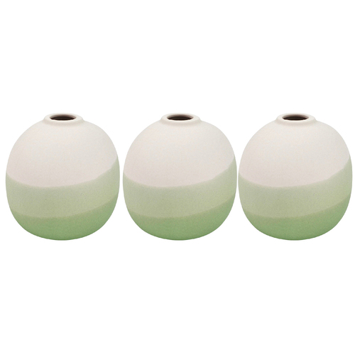 3x Urban Alora Horizon Mini 7cm Ceramic Plant/Flower Vase - White/Green