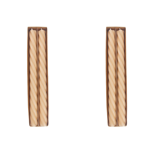 2x 2pc Urban 25.5cm Swirl Pillar Vanilla Scented Candle - Honey