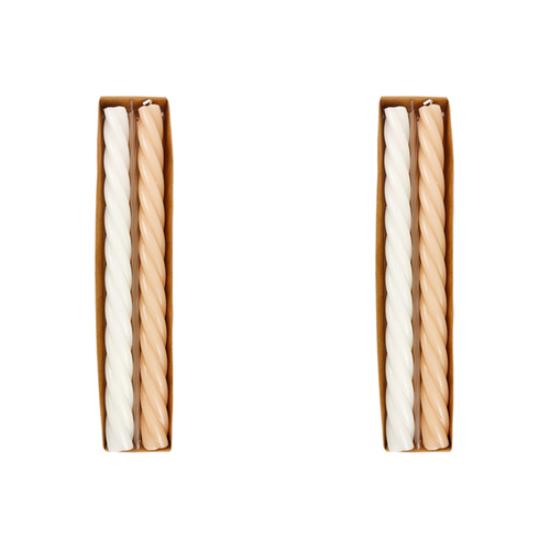 2x 2pc Urban 25.5cm Swirl Pillar Vanilla Scented Candle - Cream/Hone
