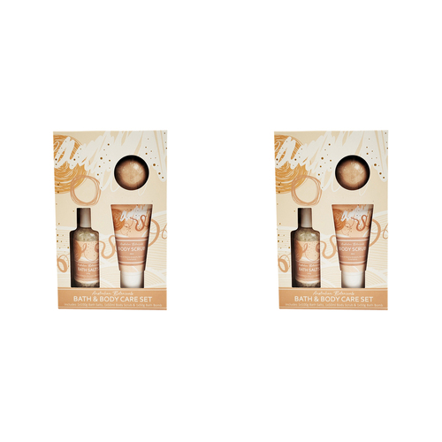 2x 3pc Urban Hailey Bath Salt/Bomb/Body Scrub Care Set - Pink