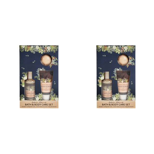 2x 3pc Urban Evie Floral Bath Salt/Bomb/Body Scrub Care Set - Navy