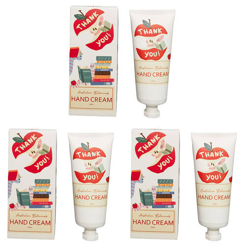 3PK Urban Australian Botanicals Bookworm Thank You Hand Cream 100g White/Red