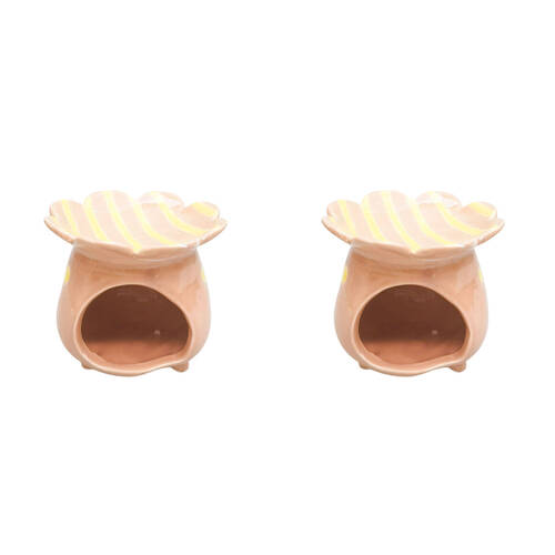 2PK Urban Ceramic Halcyon Tealight Candle Oil Burner 10x11cm Peach/Yellow
