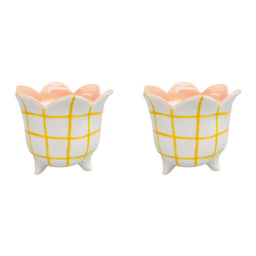 2PK Urban Ceramic Halcyon Outdoor Planter Pot 15x13cm Peach/Yellow