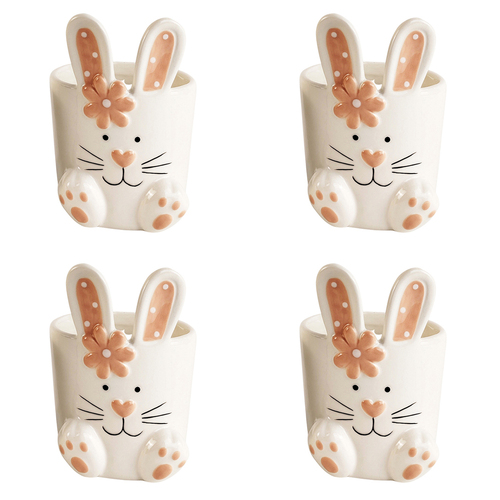 4x Urban 11cm Country Bunny Pot Home/Garden Decor Sage/Pink - Assorted