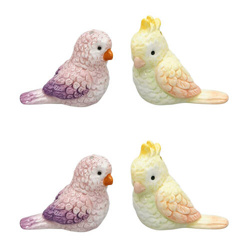 2x 2pc Urban Ceramic Perdy Parrot Salt & Pepper Shakers Set 7x8cm Yellow/Purple