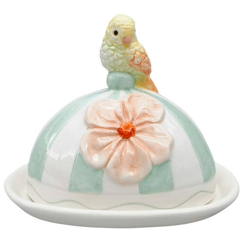 Urban Ceramic Perdy Parrot Butter Storage Dish 12x16cm Green