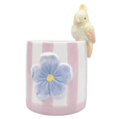 Urban Ceramic Perdy Parrot Outdoor Planter Pot 20x13cm Pink/Blue