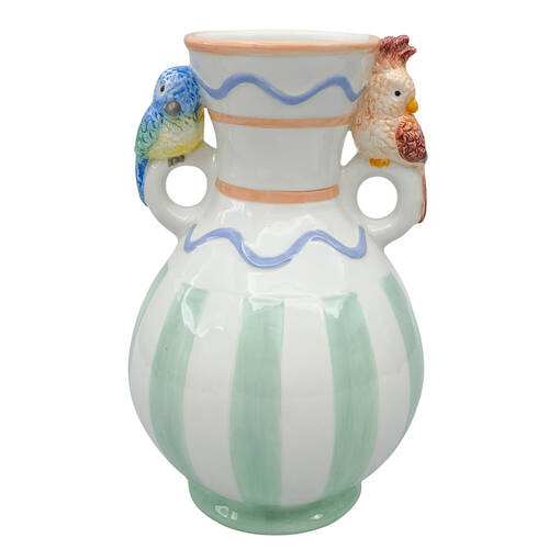 Urban Ceramic Perdy Parrot Home Decor Flower Vase 25x16cm Green