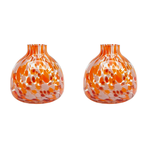 2PK Urban Jaslyn Speckle Glass Bud Vase Red Pink Decorative Home Decor