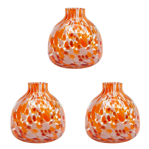 3PK Urban Jaslyn Speckle Glass Bud Vase Red Pink Decorative Home Decor