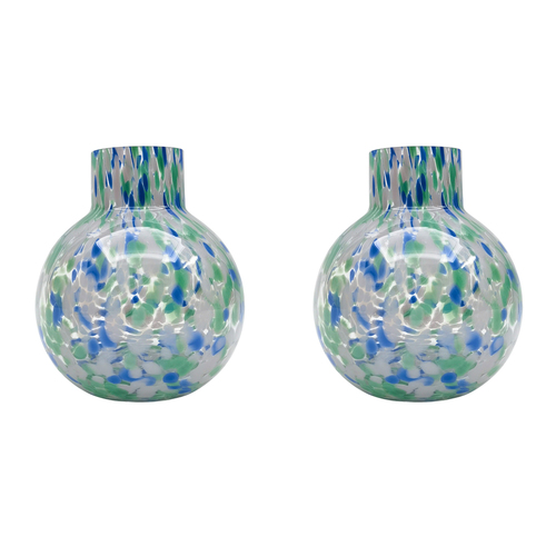 2PK Urban Jaslyn Speckle Glass Vase Green Blue Decorative Home Decor