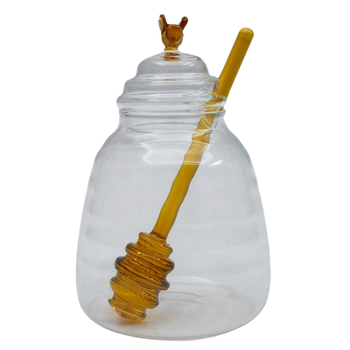 Urban Bee Honey Pot with Stirrer Yellow 13cm Serveware Home Kitchen Decor