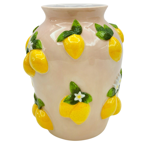 Urban Tuscan Lemon Vase Pink 23cm Decorative Kitchen/Lounge Decor