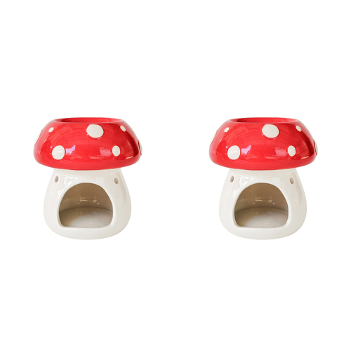 2PK Urban Products Toadstool Ceramic Oil Burner Red 11cm