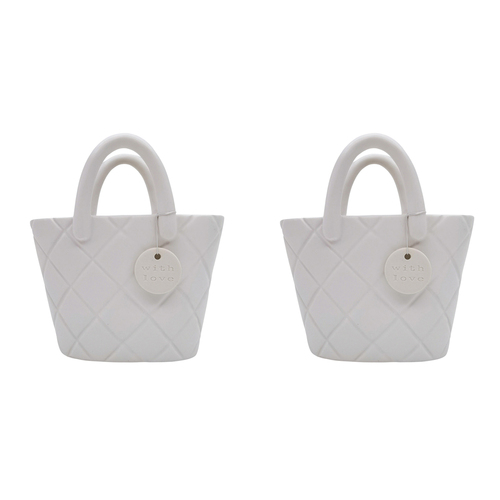 2PK Urban Handbag Planter White 18cm Decorative Garden Decor