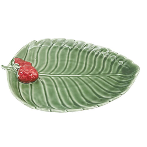 Urban Ceramic Strawberry Leaf Serving Platter 32x24cm Green/Red