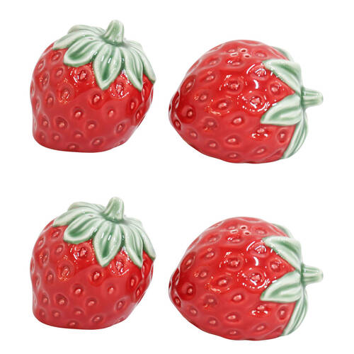 2x 2pc Urban Ceramic Strawberry Salt and Pepper Shakers Set 18x8cm Red