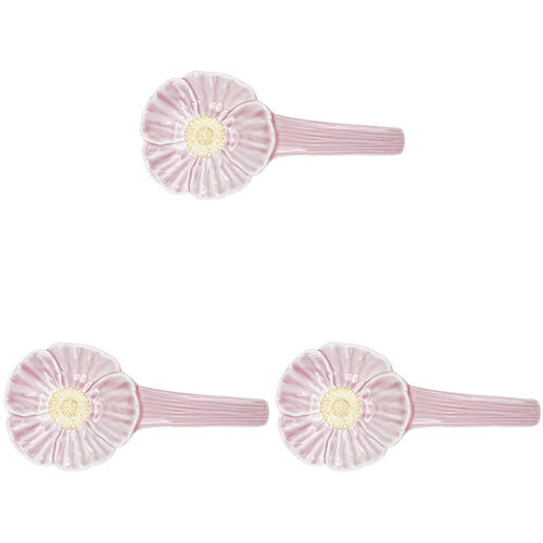 3PK Urban Ceramic Flower Spoon Rest Utensil Holder 22x10cm Pink/Yellow
