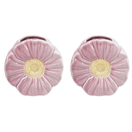 2PK Urban Ceramic Flower Home Decorative Vase 13x7cm Pink/Yellow