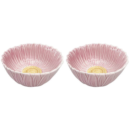 2PK Urban Ceramic Round Flower Serving Table Bowl 16x7cm Pink/Yellow