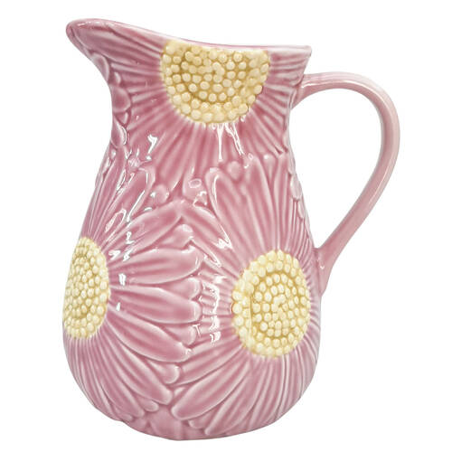 Urban Ceramic Flower Pitcher Beverage Serving Jug 20x17cm Pink