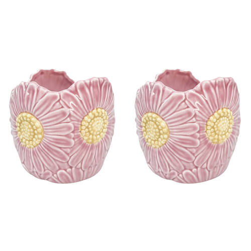 2PK Urban Ceramic Flower Outdoor Garden Planter Pot 12x14cm Pink