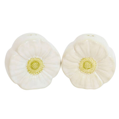 2pc Urban Ceramic Flower Salt and Pepper Shakers Set 8x7cm White/Yellow