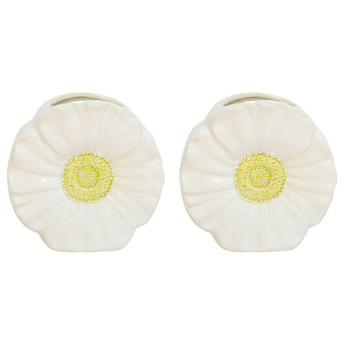 2PK Urban Ceramic Flower Home Decorative Vase 13x7cm White/Yellow