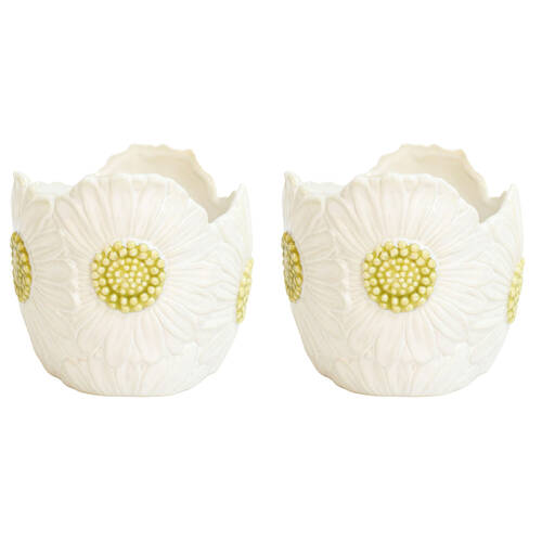 2PK Urban Ceramic Flower Outdoor Garden Planter Pot 12x14cm White