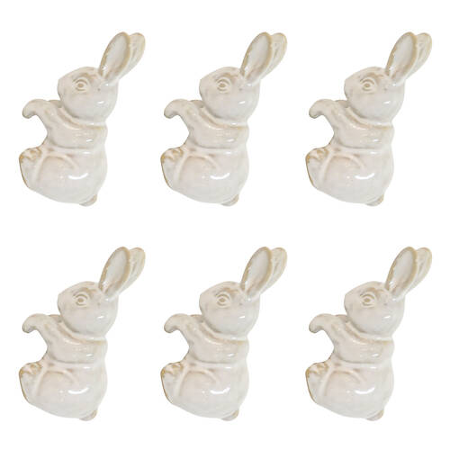 6PK Urban Ceramic Rabbit Outdoor Planter Pot Hanger Accessory 8cm White