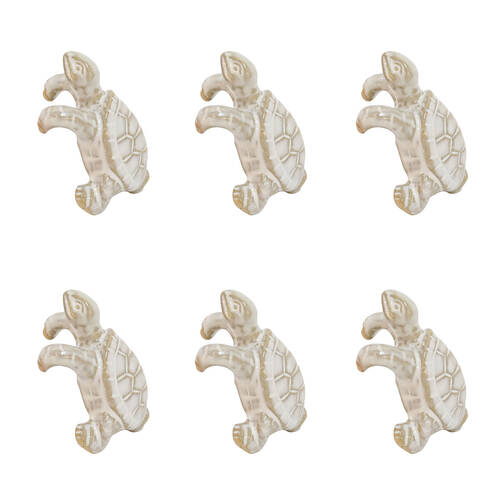6PK Urban Ceramic Turtle Outdoor Planter Pot Hanger Accessory 8cm White