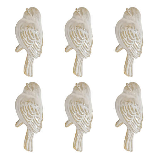 6PK Urban Ceramic Bird Outdoor Planter Pot Hanger Accessory 8cm White