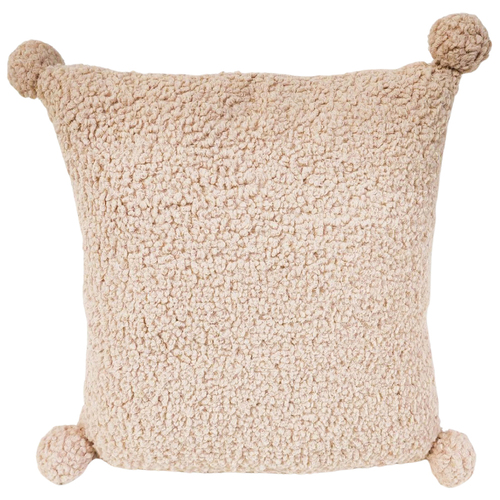 Urban Products Pom Poms Boucle Cushion Brown 40cm