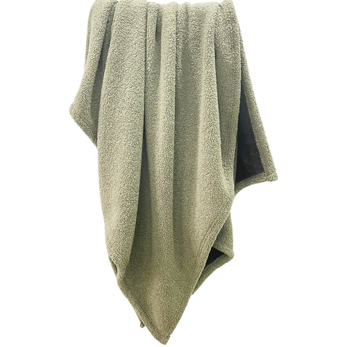Urban Products Teddy Boucle Throw Blanket Olive Green 150x120cm