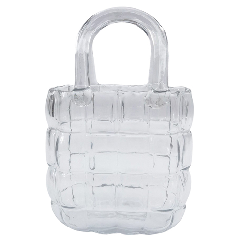 Urban Cushioned Handbag Glass Vase Clear Small 23cm Decorative Decor