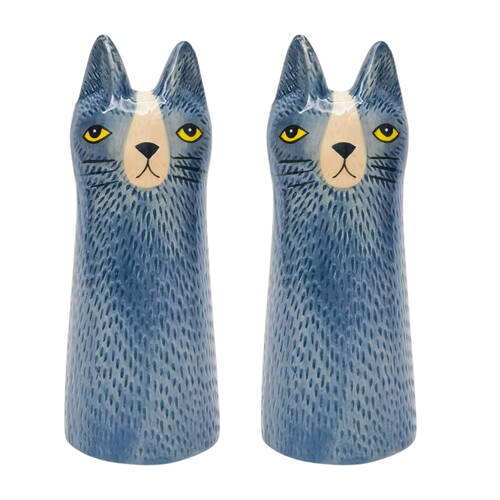 2PK Urban Bailey Cat Flower/Plant Vase Ceramic 15x6cm Blue
