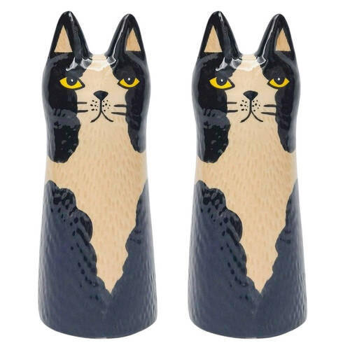 2PK Urban Bailey Cat Flower/Plant Vase Ceramic 15x6cm Black/White