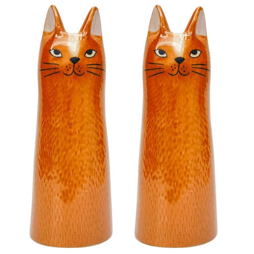 2PK Urban Bailey Cat Flower/Plant Vase Ceramic 23x9cm Orange