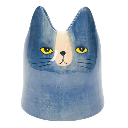 Urban Bailey Cat Ceramic Planter Plant Pot 14cm Blue