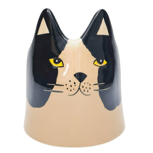 Urban Bailey Cat Ceramic Planter Pot 14cm Black/White