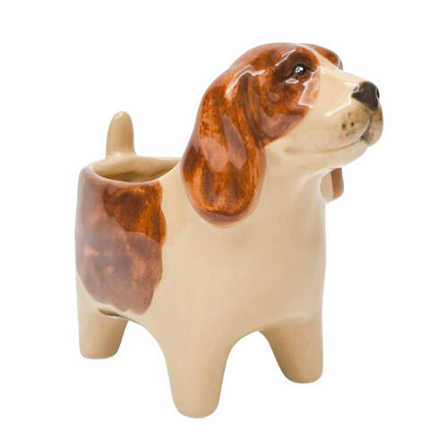 Urban Georgie Dog Ceramic Planter Pot 25x18cm Brown/White