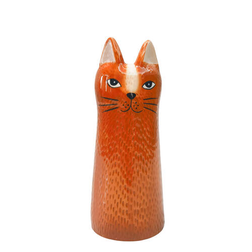 Urban Ceramic Bailey Cat Home Decor Flower Vase 15x6cm Orange