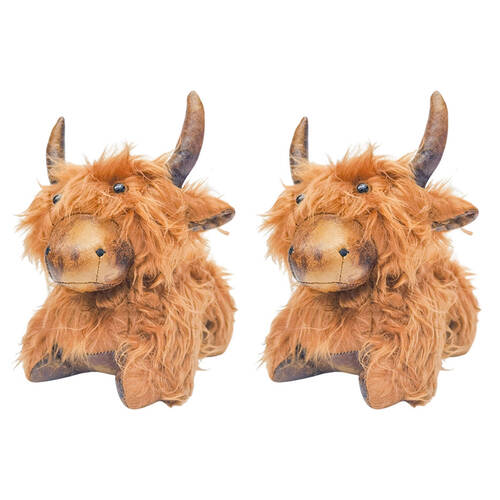 2PK Urban Highland Cow Door Stopper Fabric 25x28cm Brown