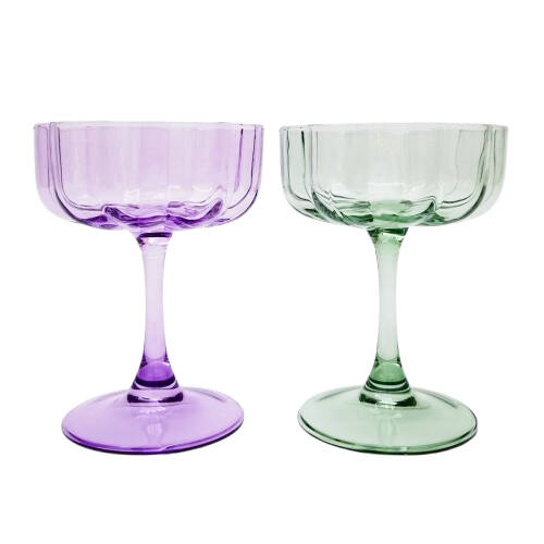 2pc Urban Willa Cocktail Glass Drinking Cup Set Purple/Green 13cm 
