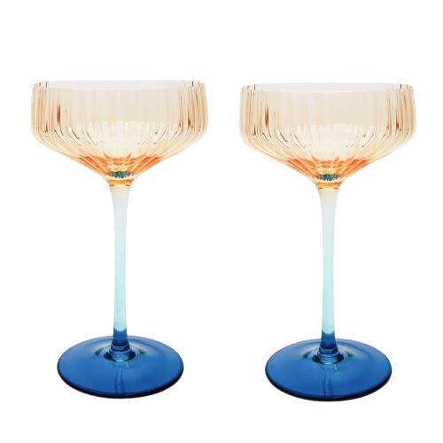 2pc Urban Ellie Ombre Cocktail Glass Drinking Cup Set Amber/Blue 18cm