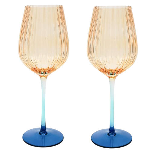 2pc Urban Ellie Ombre Wine Glass Drinkware Amber/Blue 25cm